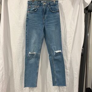 zara straight leg high waisted jeans